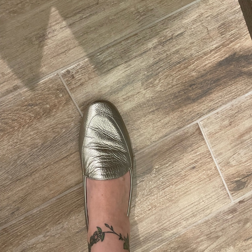Birdies Gold Leather Vesper Loafers